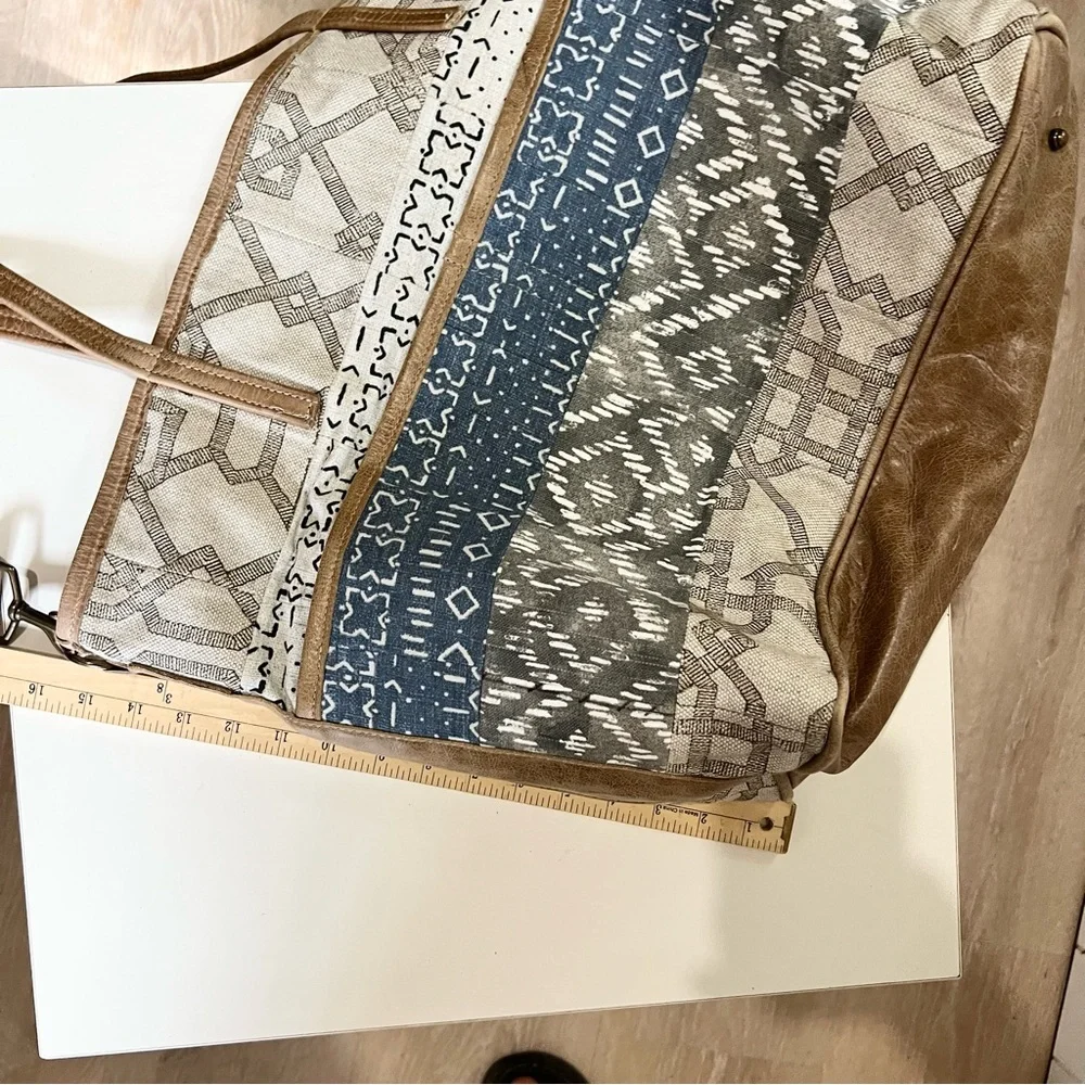 Southwestern Print Canvas Leather Diaper Bag Baby Bag